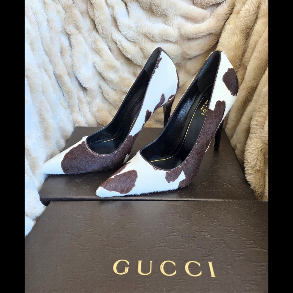 ✨ Limited Edition Gucci Pony Hair Cow Print Pumps Horsebit Heels EU 39